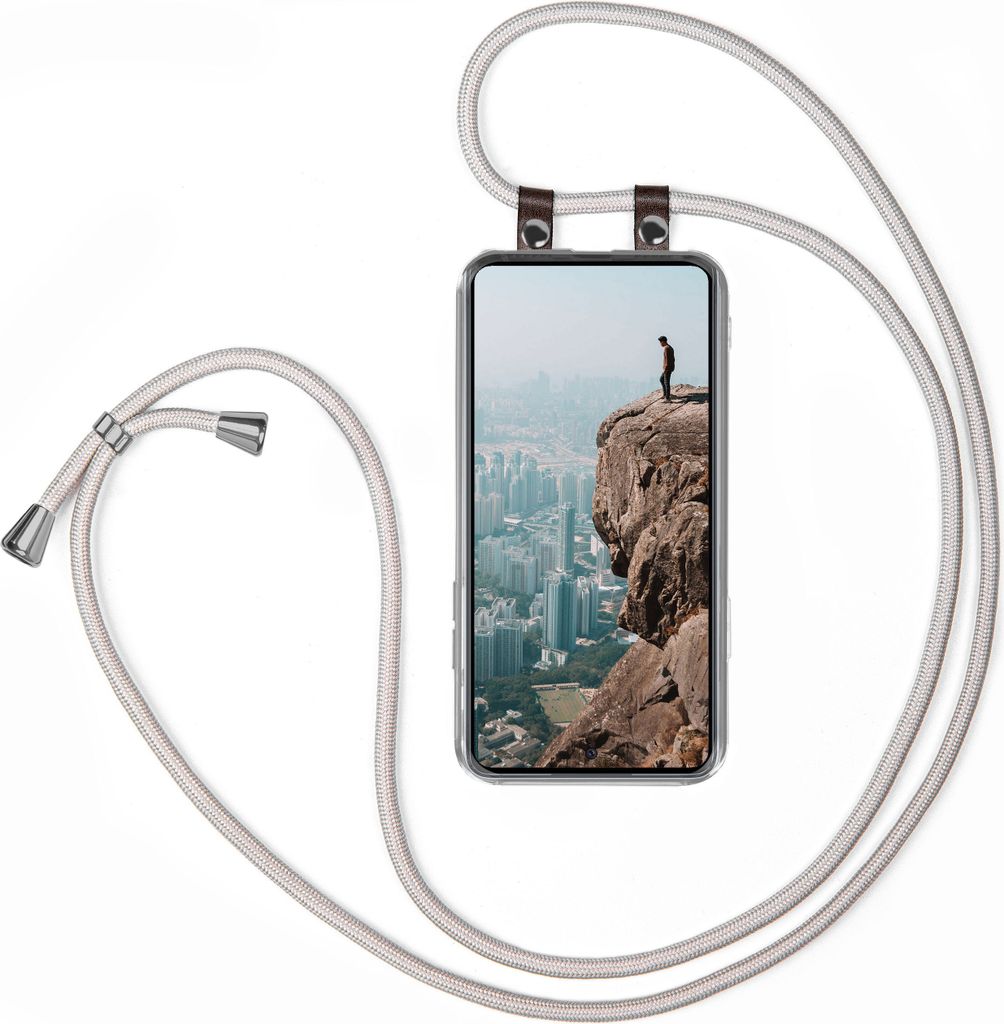 UMHÄNGEHÜLLE + KORDEL für Samsung Galaxy A52 / A52 5G, Farbe:Hellgrau