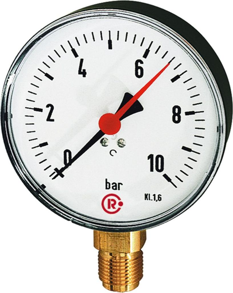 Riegler Standardmanometer, Kunststoffgeh., G 1/2 unten, -1/+5,0 bar, Ø 80