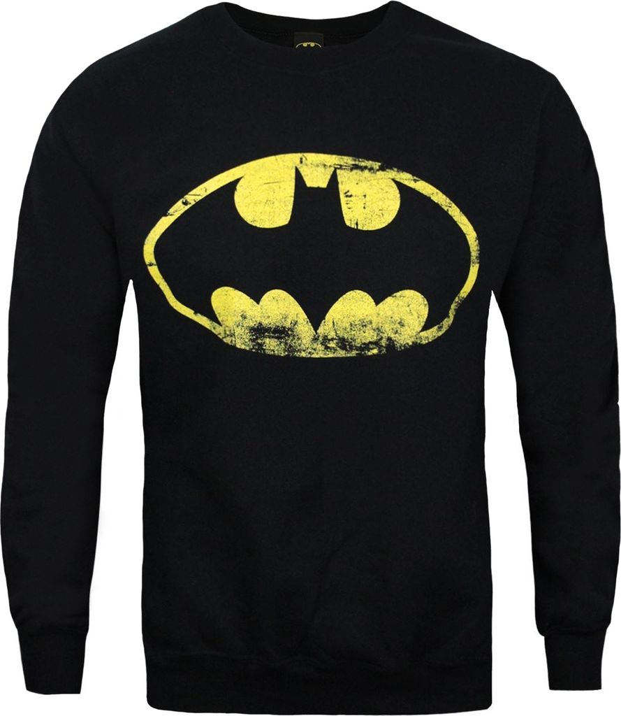 Herren Sweatshirt mit Batman-Logo im Used-Look NS4940 (S) (Schwarz)