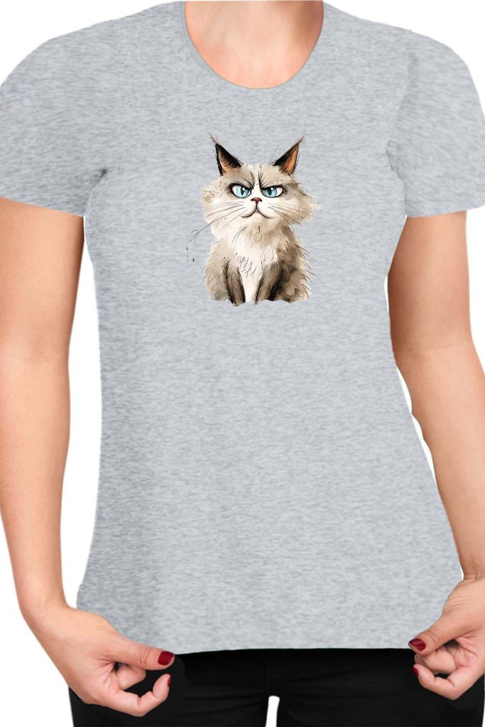 Damen T-Shirt Funny Cats Breeds Ragdoll Cat, Lady S / Grau