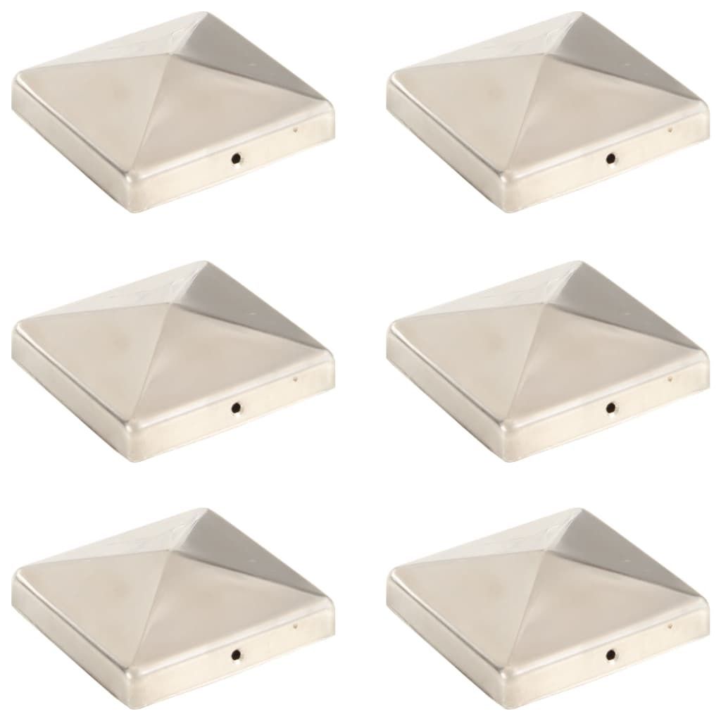 "im Angebot" Pfostenkappen 6 Stk. Pyramide Edelstahl 101x101 mm - Zaunzubehör CC684