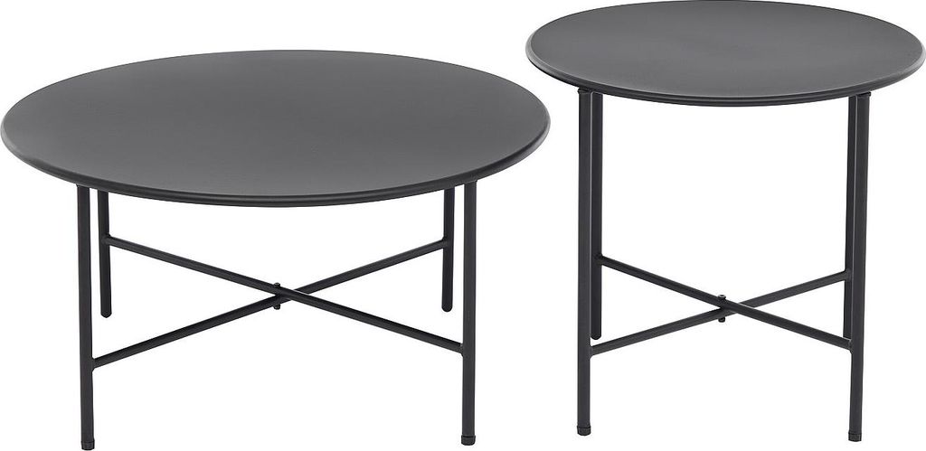 Set aus 2 Garten-Couchtischen aus Metall - Schwarz - NIKAO Produktbild 
