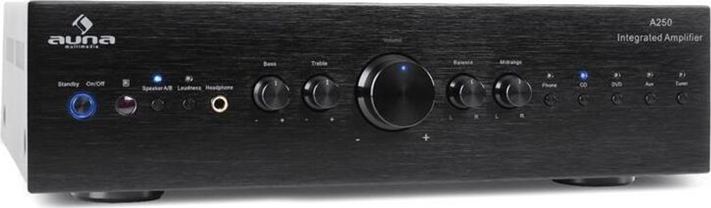 Auna Verstärker, HiFi Stereo Mini Verstärker, HiFi-Verstärker mit Bass & Treble Regler, 2 Kanal Audio-Verstärker, Stereo-Verstärker Lautsprech...