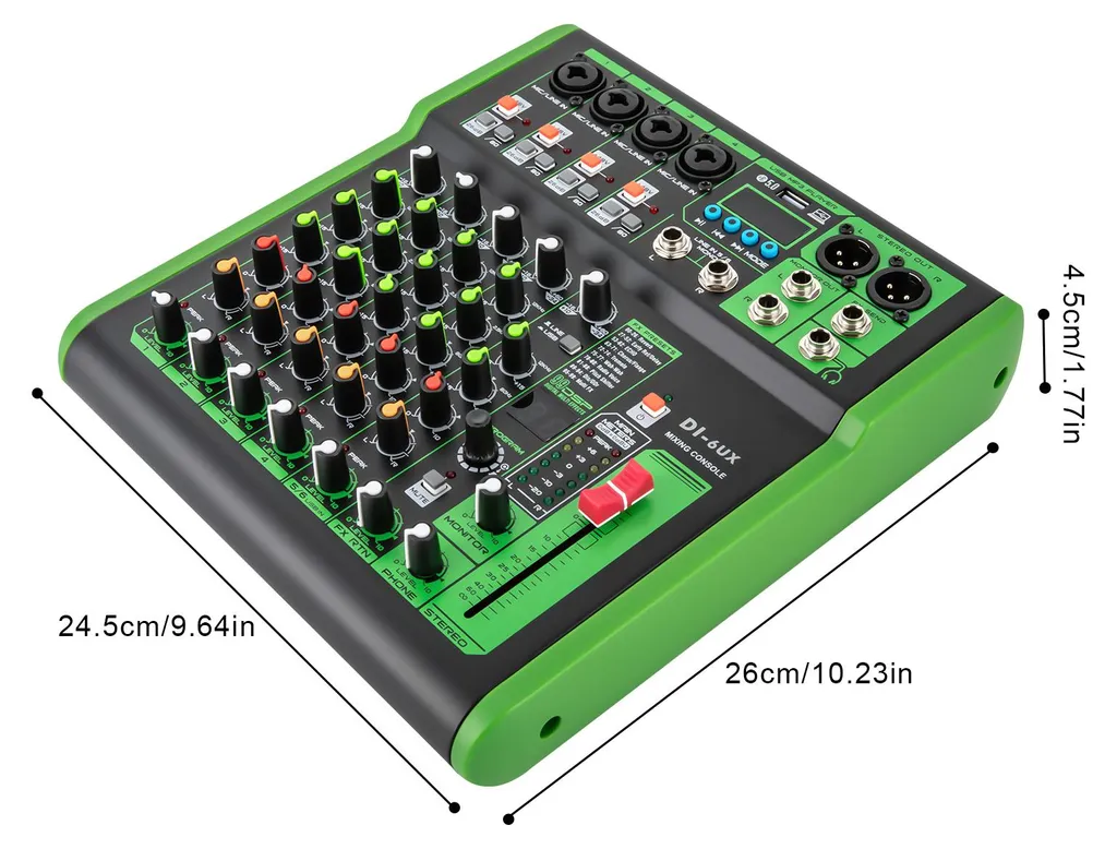 Table de mixage audio avec 99 effets DSP et interface USB MP3 - Noir - 5