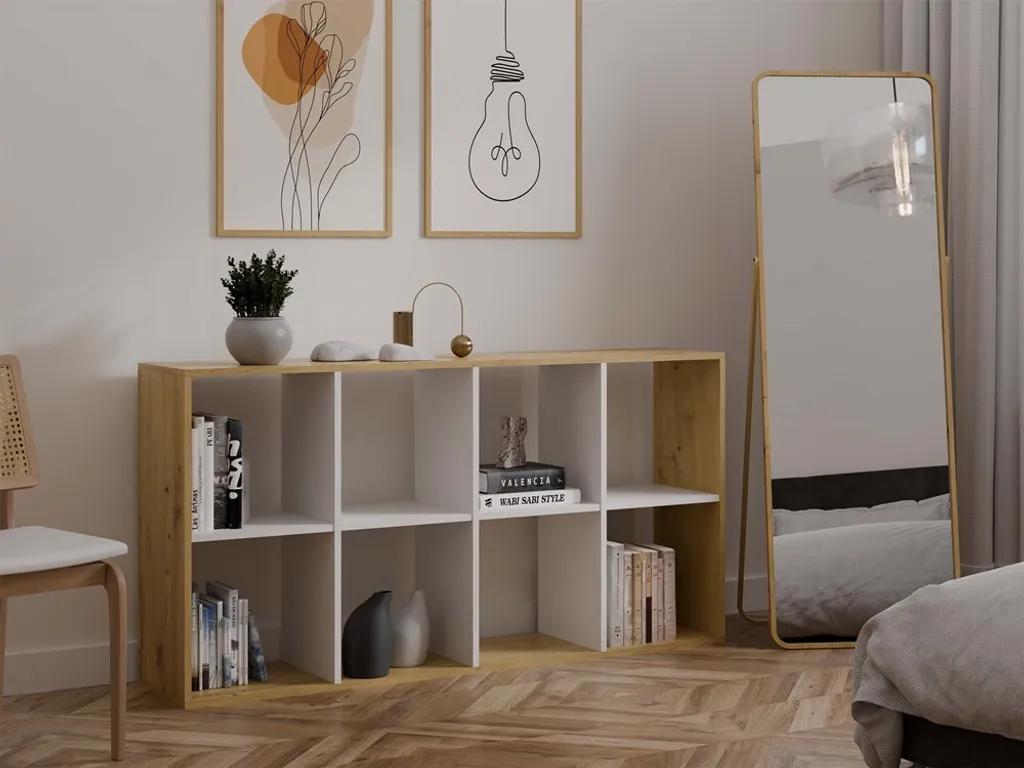 Étagère RAINIS 3 chêne artisanal et blanc - Bibliothèque de rangement