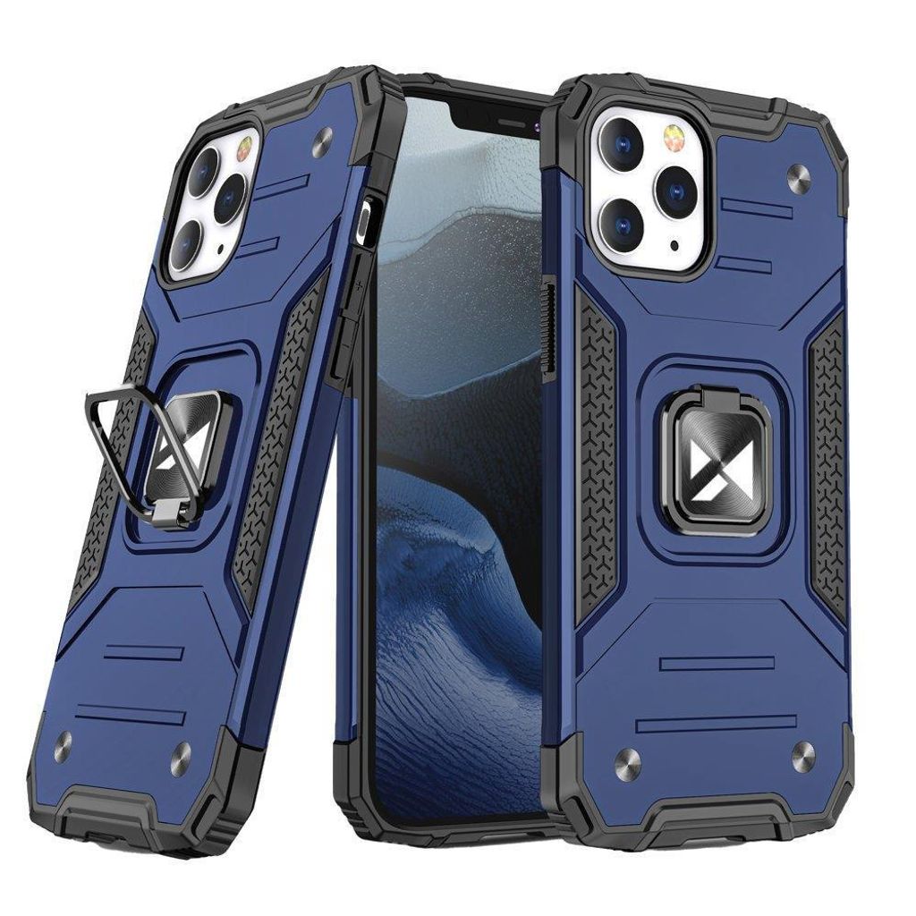 Wozinsky Ring Rüstung Fall Iphone 14 Pro Max Gepanzert Fall Magnetische Halterung Ring Blau