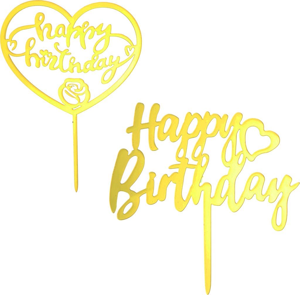 2er-Pack „Happy Birthday“-Kuchenaufsatz, mehrfarbiger Cupcake-Aufsatz aus Acryl für verschiedene Party-Dekorationen für Mädchen, Kinder, Bab...