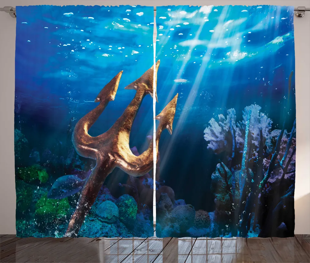 Rideau de Salon avec Ruban Universel à Motif Trident 280 x 225 cm