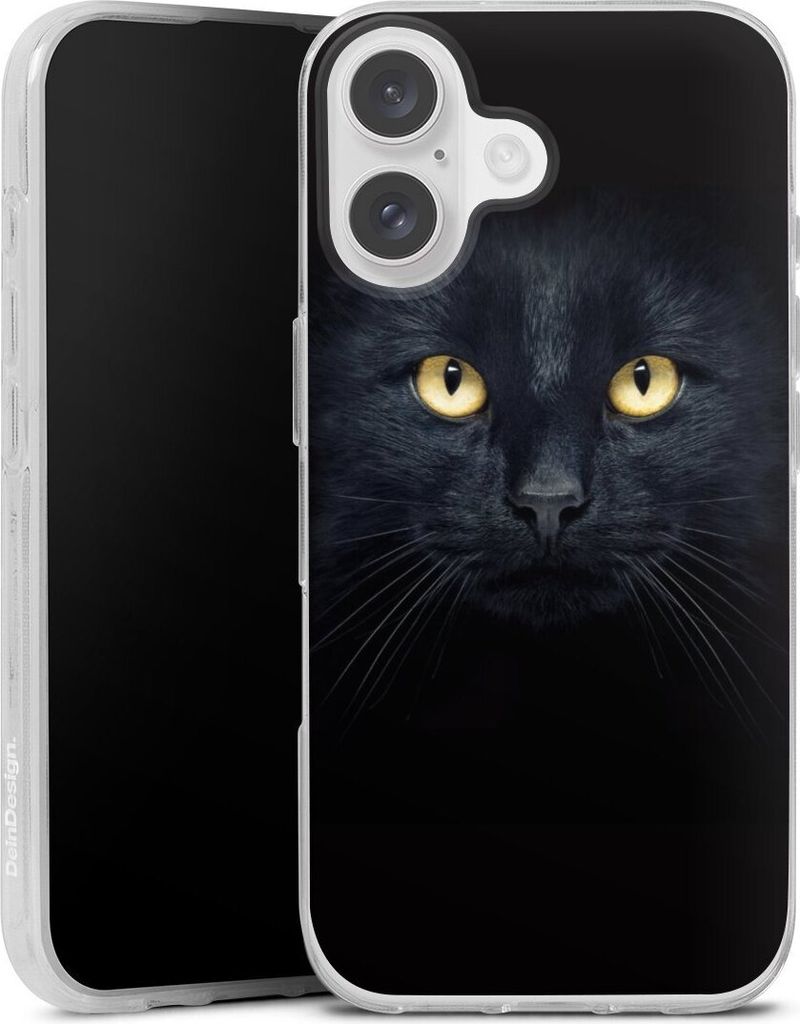 DeinDesign Handyhülle für Apple iPhone 16 Silikon Hülle Case Smartphone Schutzhülle Auge Katze schwarz