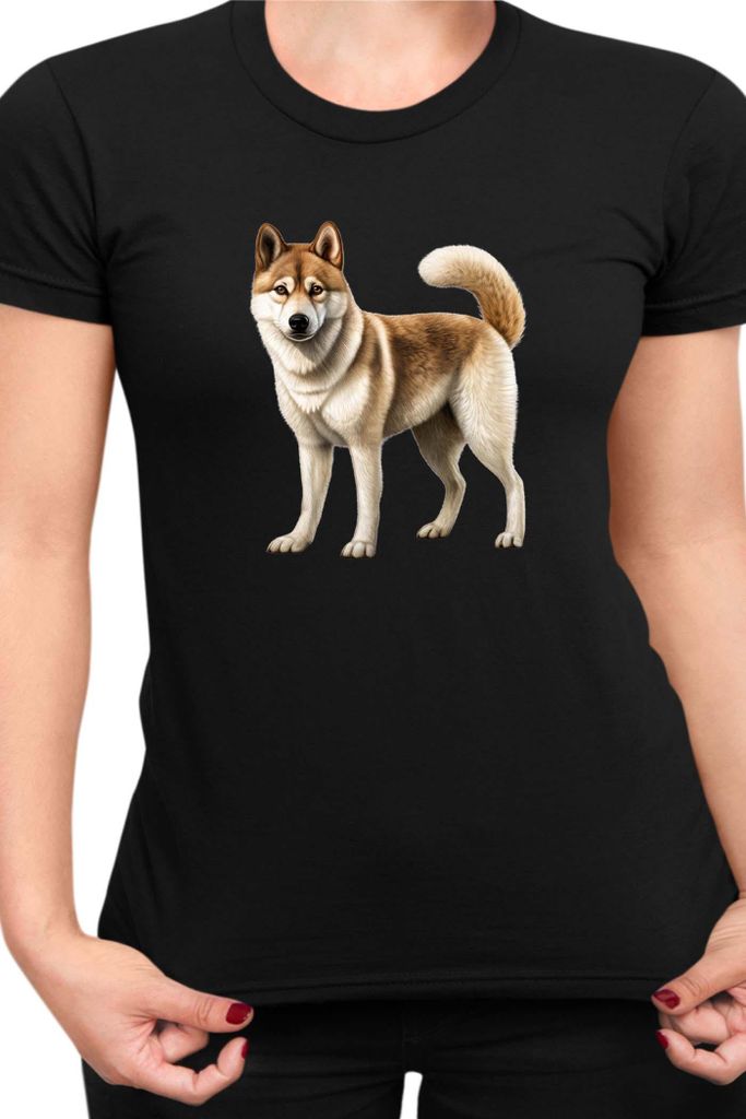 Damen T-Shirt Dogs Breeds Akita Dog Breed 005, Lady XS / Schwarz