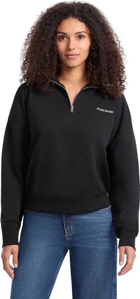 Guess Jeans Dark Halbreißverschluss-sweatshirt Schwarz XL Damen Schwarz XL