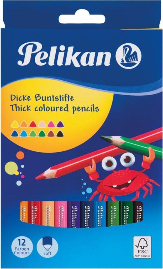 Pelikan Buntstifte dreieckige dicke Holzstifte Packung mit Produktbild 