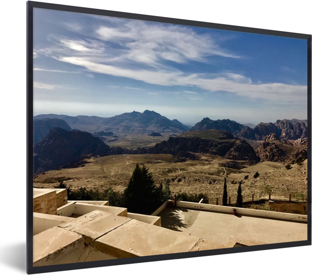 MuchoWow MuchoWow Gerahmtes Poster Blick über das Land der antiken Stadt Petra 40x30 cm - Poster mit zchwarzem Bilderrahmen - Kunstposter - Wa...