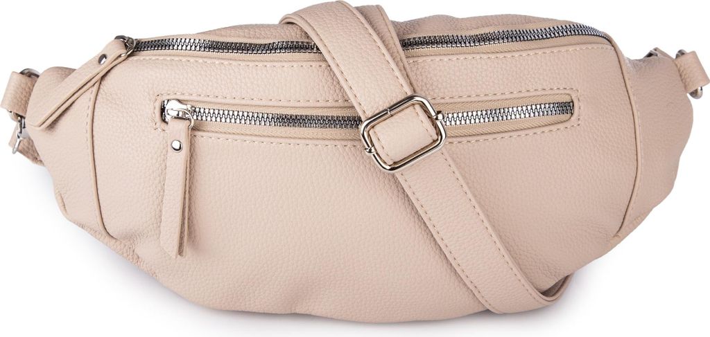 Jennifer Jones Große Damen-Gürteltasche Kunstleder Elegant mit Schultergurt Beige