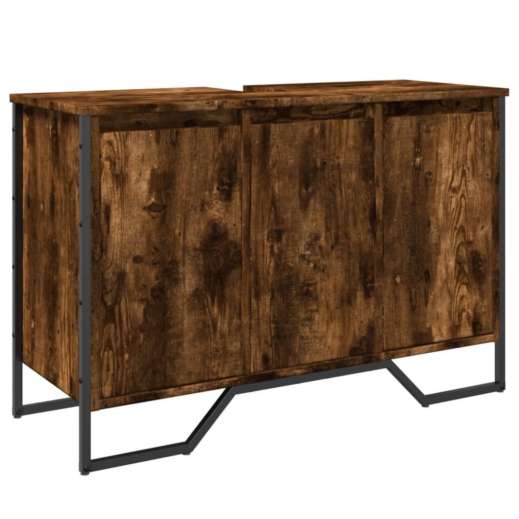 vidaXL Spodná skrinka pod umývadlo dymový dub 91x35x60 cm Obrázok produktu 