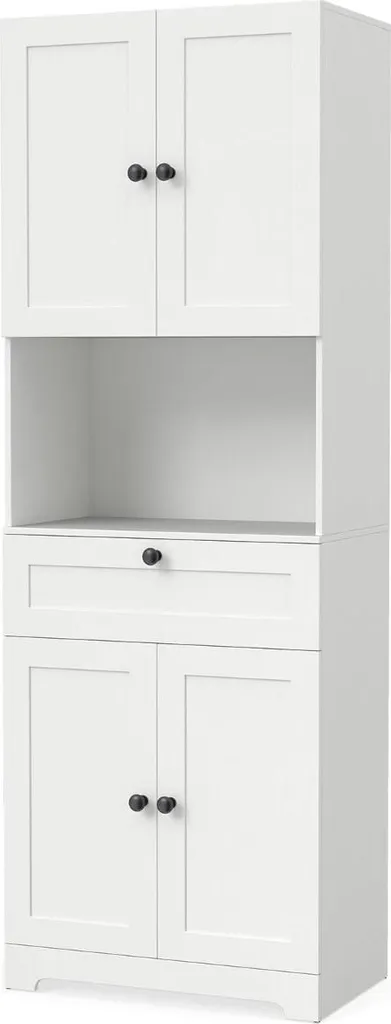 Meuble de salle de bain 4 portes et tiroir avec étagère modulable