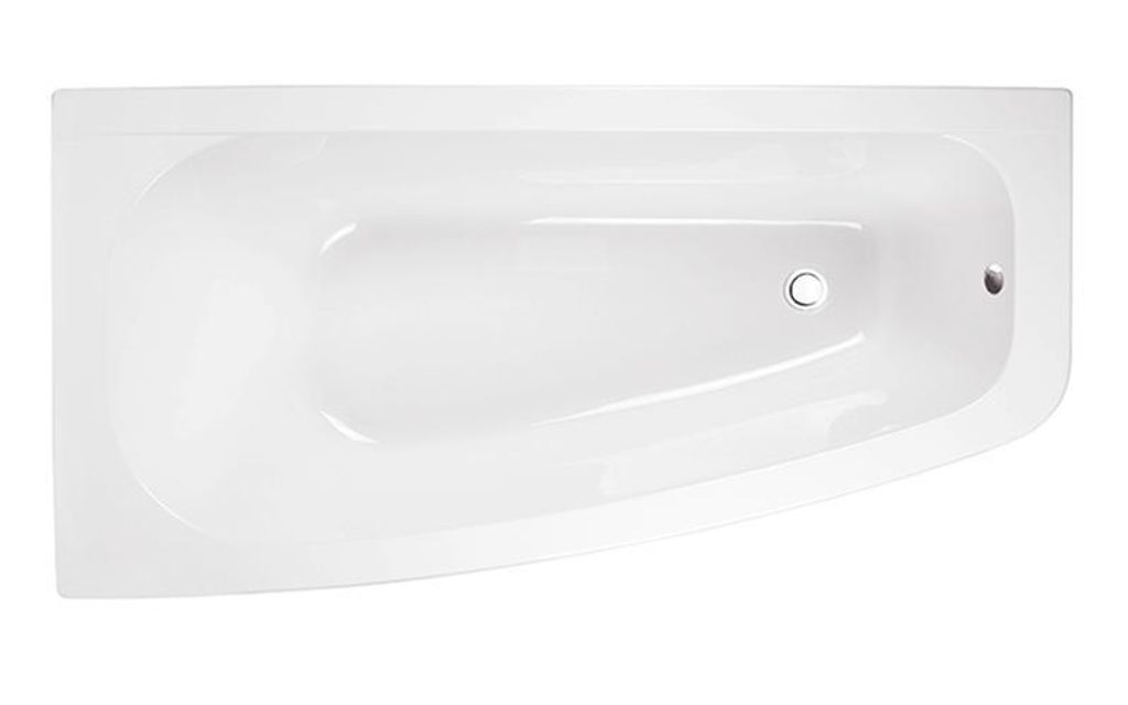 Aqua For You | Besco Asymmetrische Badewanne Luna Links - Eckbadewanne – 150x80 Cm - Antibakterielle Beschichtung - Mit Siphon Und Füßen - Acryl