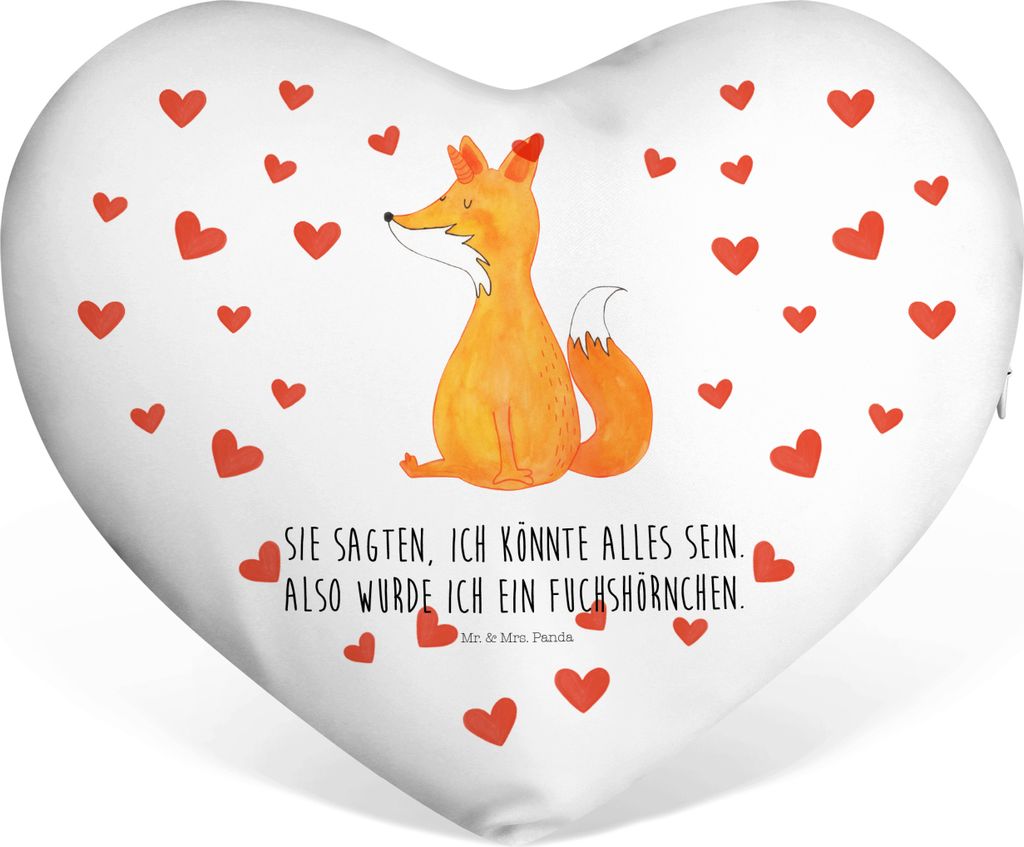 Mr. & Mrs. Panda Sofakissen Einhorn Wunsch - Weiß - Geschenk, Liebeskissen, Kuschelkissen, Dekokissen, Füchse, dekoartikel, Einhörner, Fuchshör...