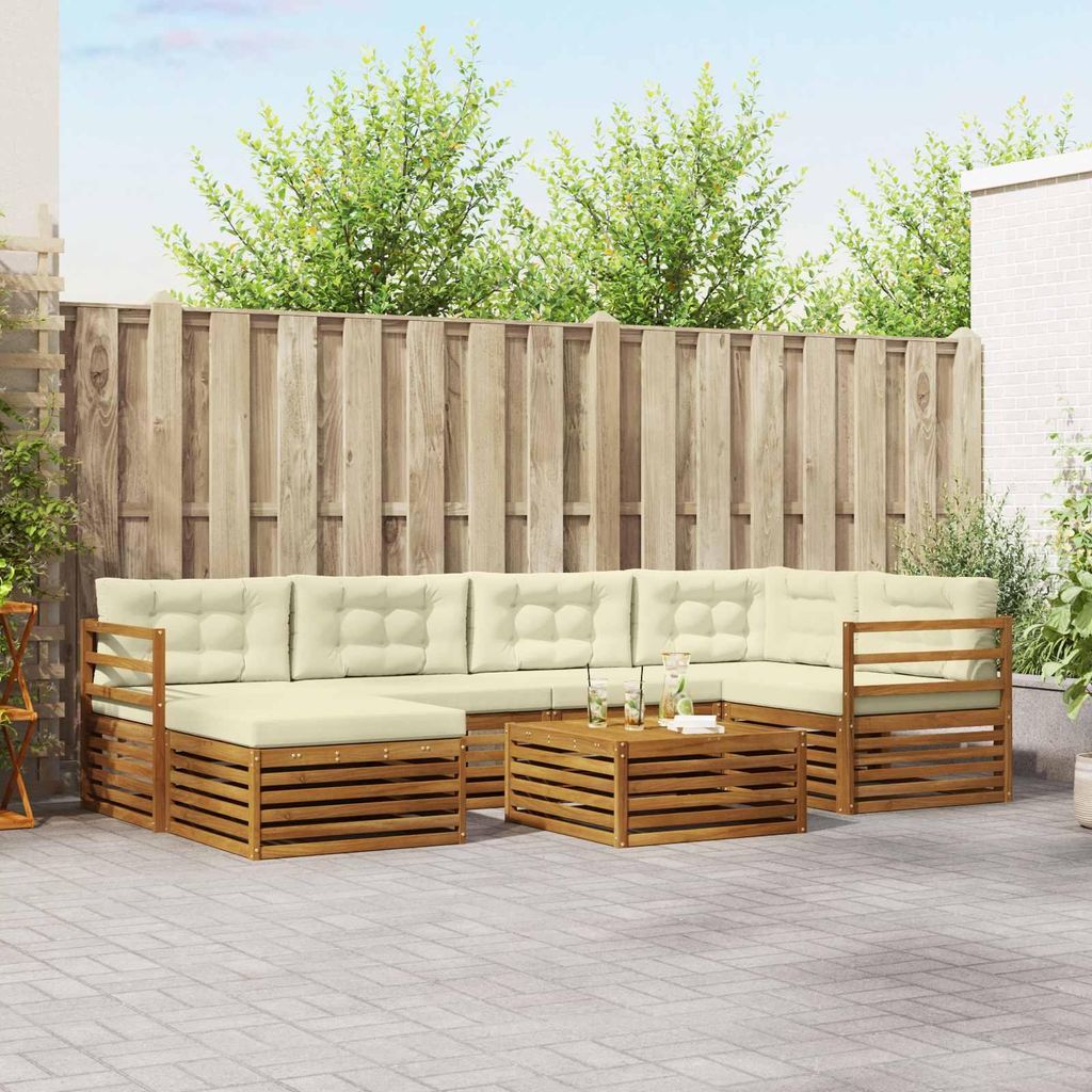 "SALE 2026"Outdoor-Sofagarnitur - CLORIS - Balkonmöbe/Sitzgruppe - mit Kissen 7 pcs - Moderne Design - Natur und Creme - Gartensofas NeuMöbel417807