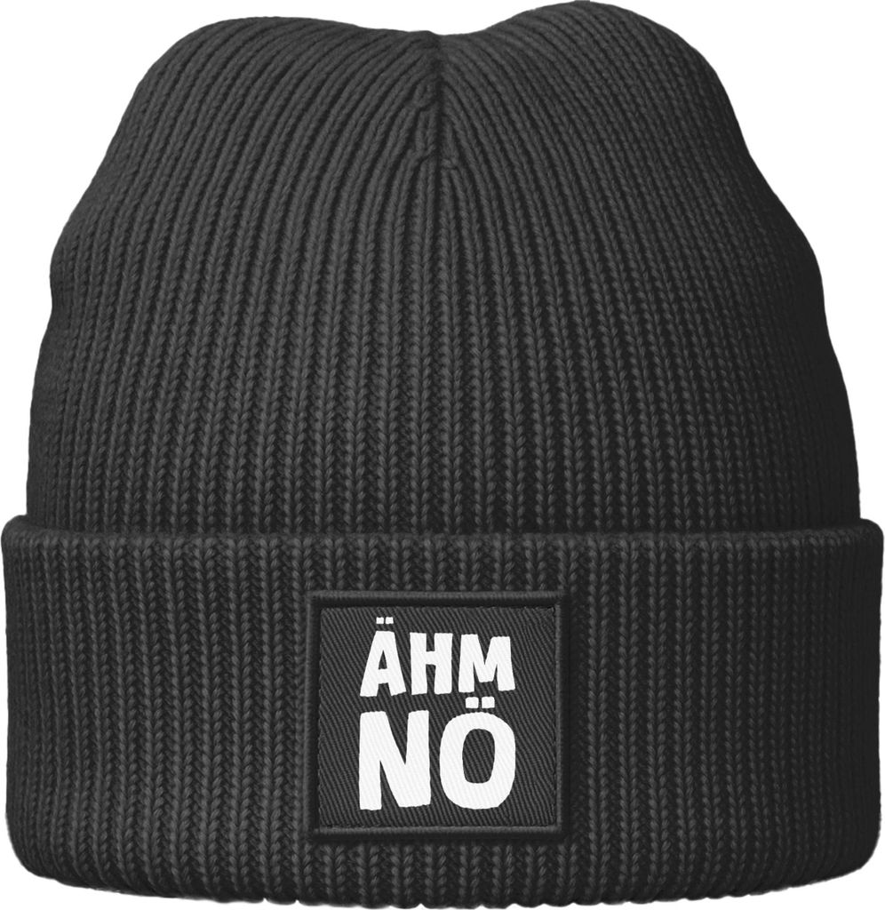 Kinder Beanie Jungen Patch Spruch Lustig Ähm Nö Aufdruck Print Strickmütze Winter Accessoires MoonWorks