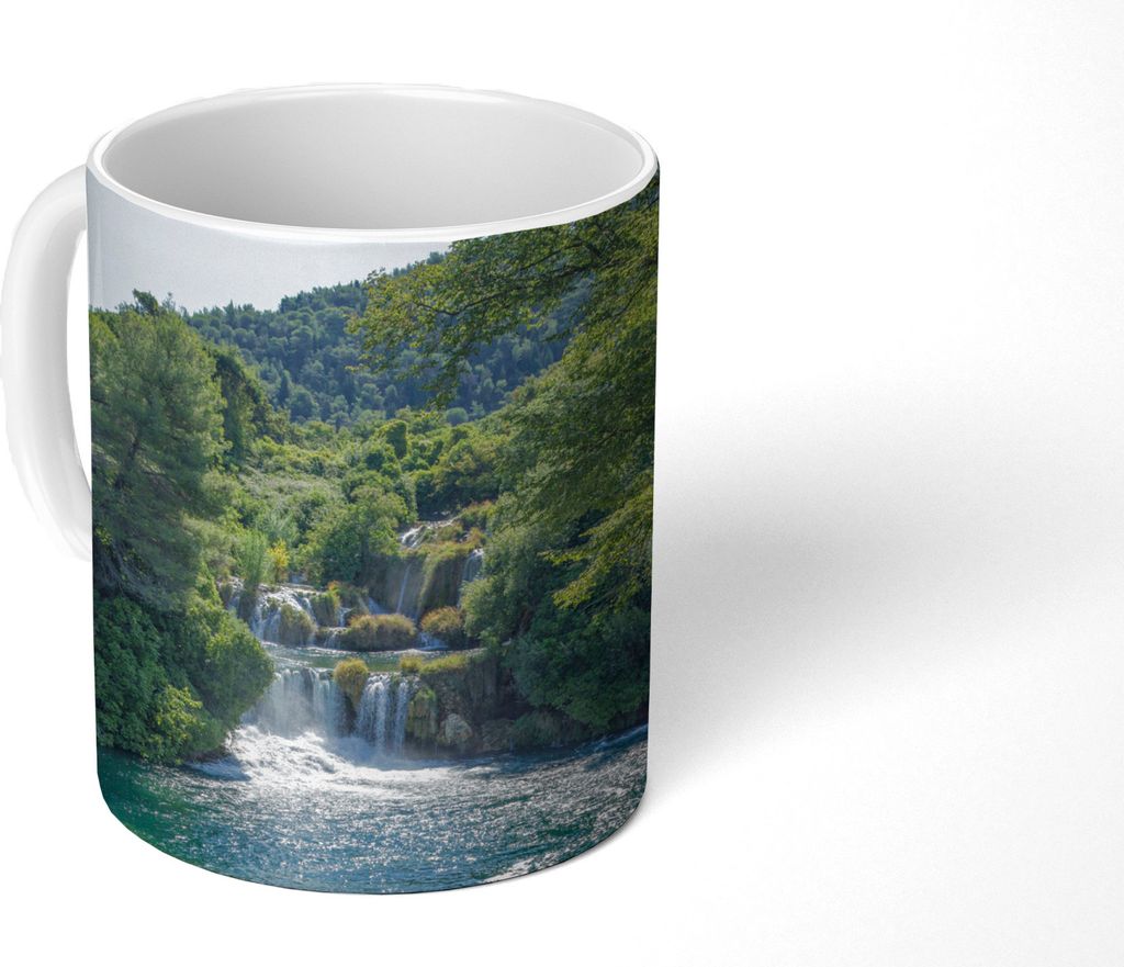MuchoWow Tasse Kaffeetasse Kaffeebecher 350 ml Wasserfälle im Krka-Nationalpark in Kroatien Teetasse - Fototasse - Becher - Keramikbecher - Teeb...