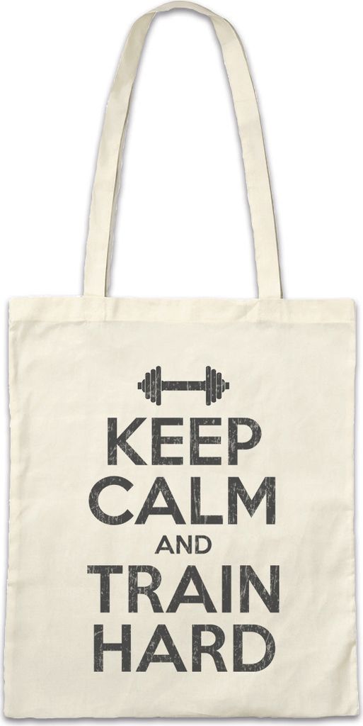 Urban Backwoods Keep Calm And Train Hard, Stofftasche, Farbe: Beige