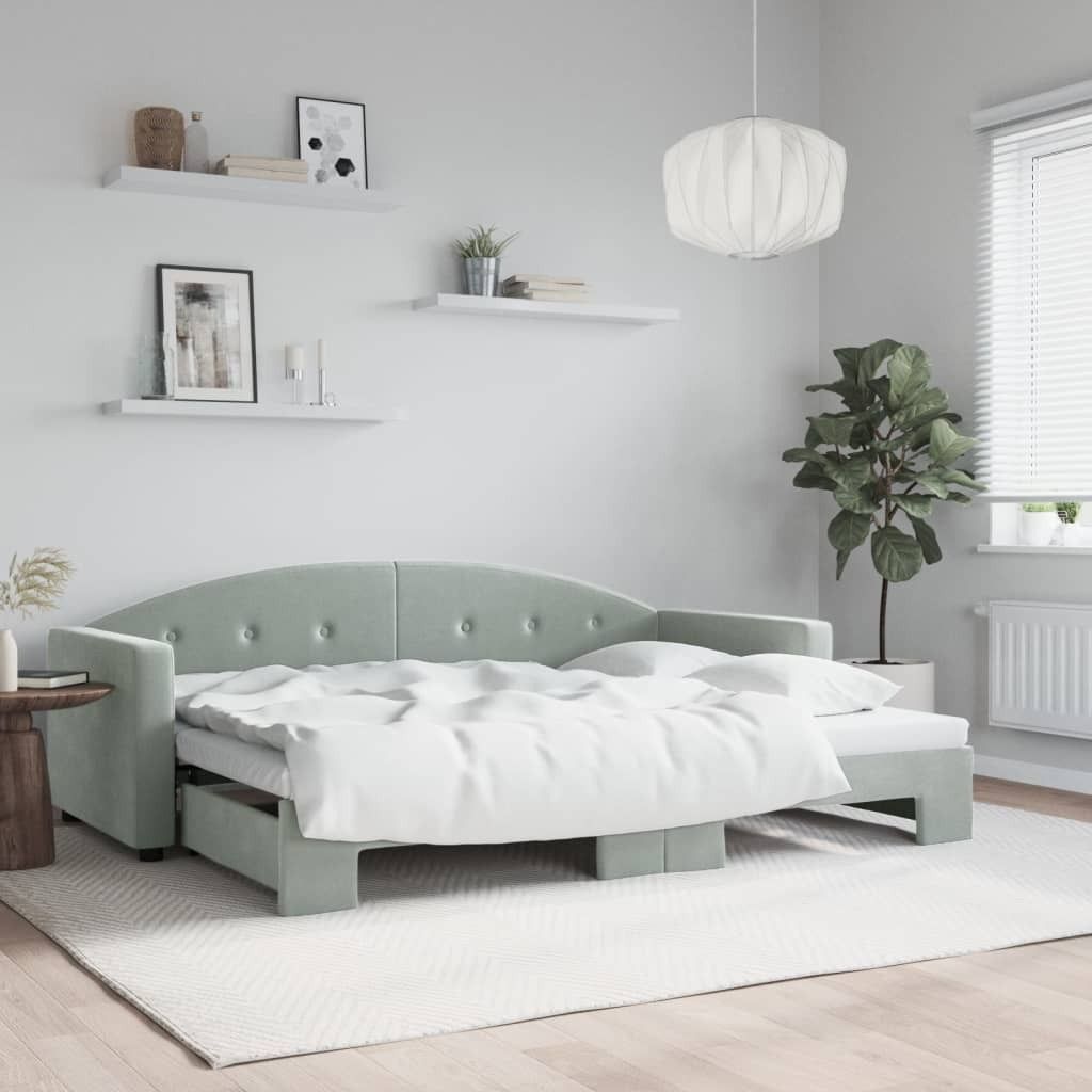 Maison Exclusive - Tagesbett Ausziehbar Hellgrau 80x200 cm Samt