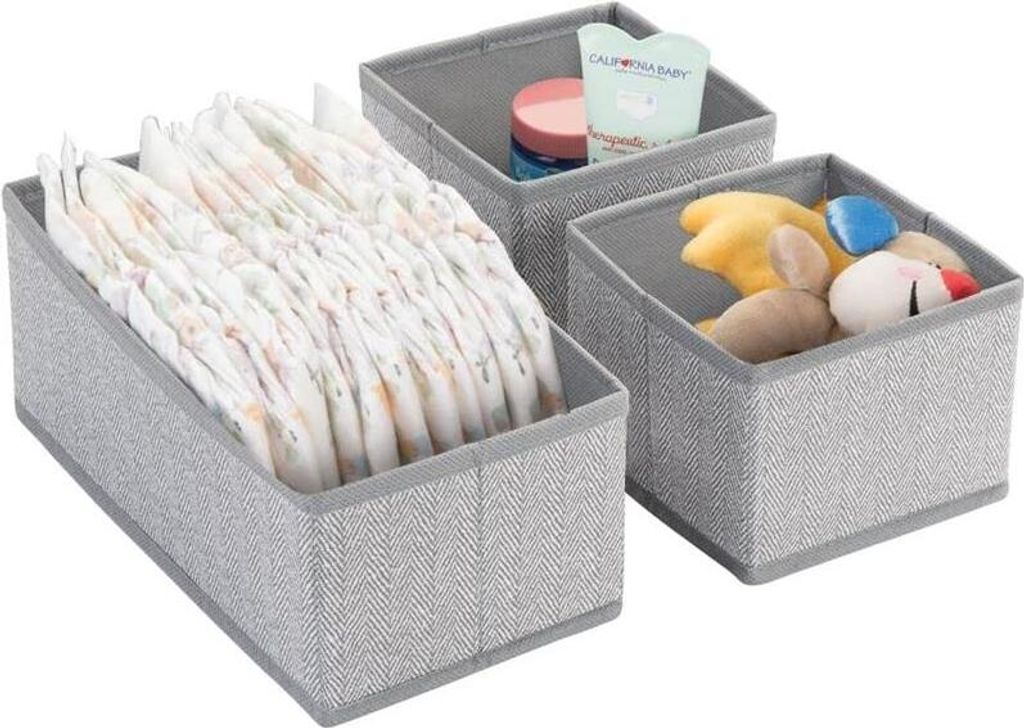Aufbewahrungsbox Stoffkisten Organizer mDesign 3er Set 2 Größen grau