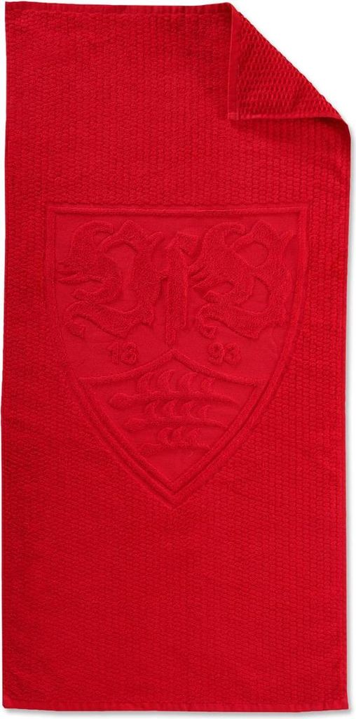 VfB Stuttgart Handtuch 50x100 cm – Baumwolle in Rot mit Vereinswappen