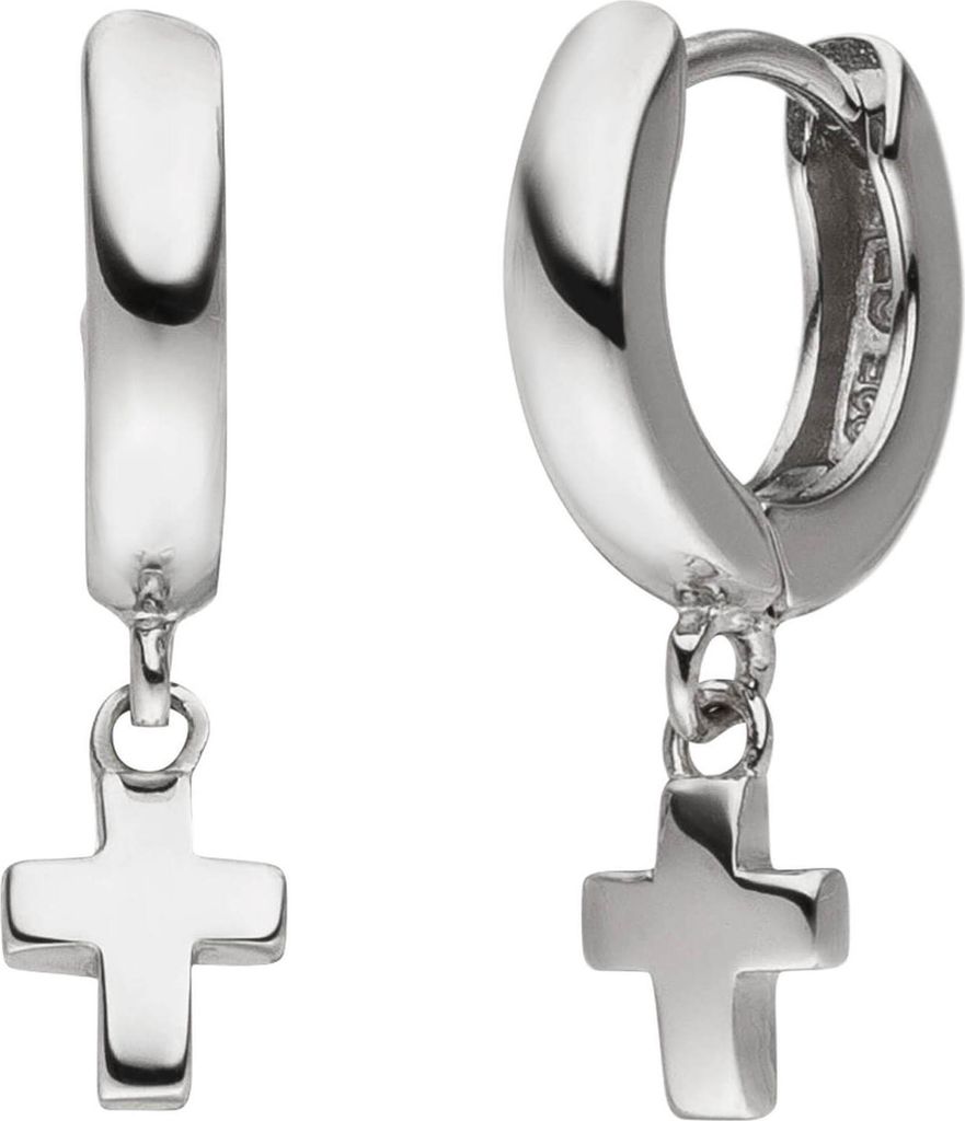 Creolen Kreuz Kreuze aus 925 Silber rhodiniert Ohrringe Ohrschmuck
