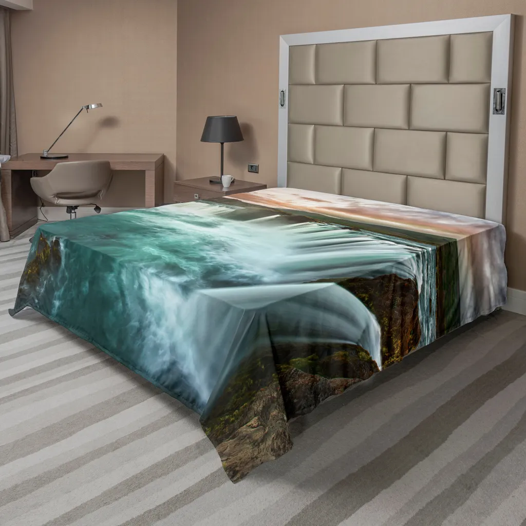 Drap plat pour lit King Size motif Cascade, Décoration de Chambre Nature