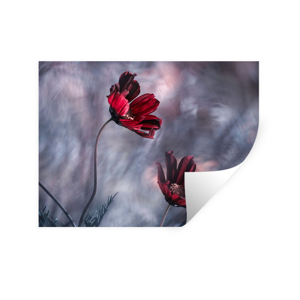 MuchoWow Wandtattoo Wandsticker Wandaufkleber Blumen - Rot - Pflanzen - Natur 40x30 cm Selbstklebend und Repositionierbar - Faltenfrei