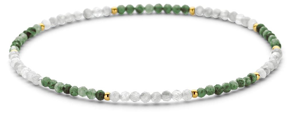 CO88 Collection 8CB-91305 Perlenarmband – Armband – Perlen – 2 mm – 17 cm – dehnbar – grün – goldfarben