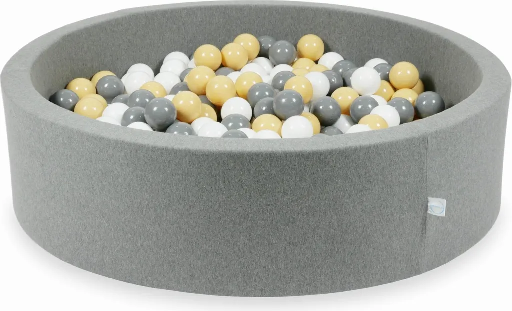Piscine à balles grise 110x30 cm avec 400 boules blanches et beiges