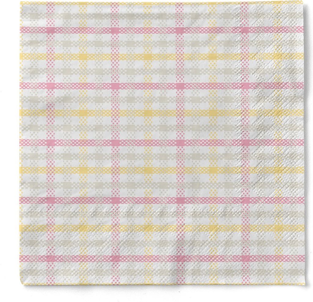 Sovie HOME Serviette Emil in Rosa aus Tissue 33 x 33 cm, 3-lagig, 20 Stück - Karos