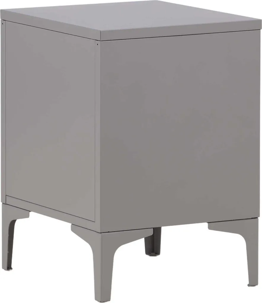 Table de nuit grise 2 tiroirs Piring en bois avec finition gris clair - 9
