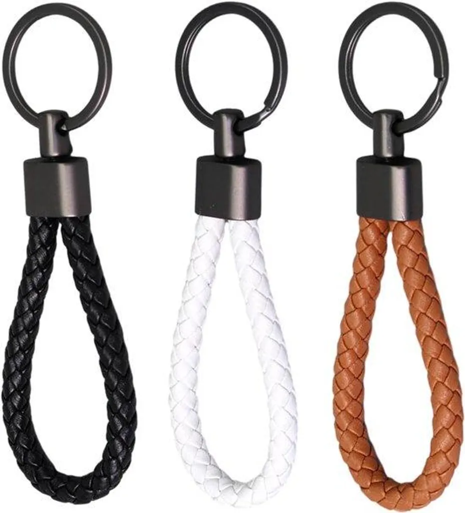 Porte-clés tressés pour clé de voiture et maison, lot de 3 pièces