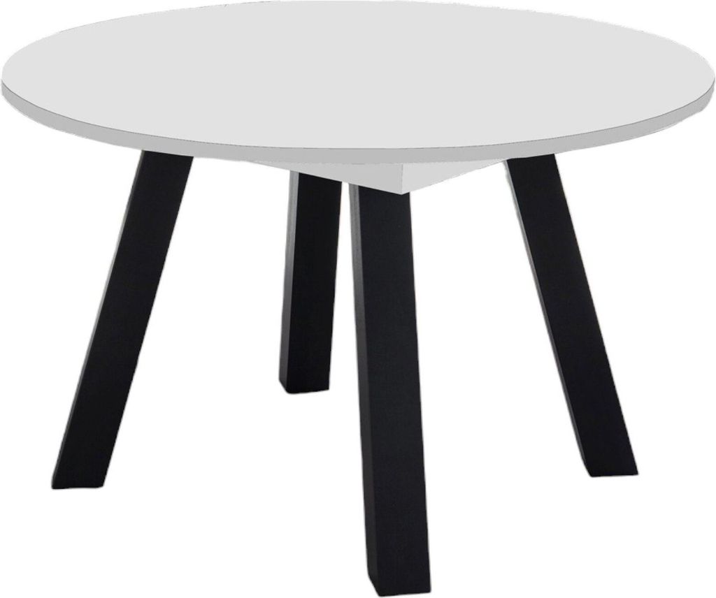 Esstisch Rund ausziehbar Edda 3 130 x 130 x 78 Küchentisch Schwarzstahl/Weiß Matt Lack 13538-130