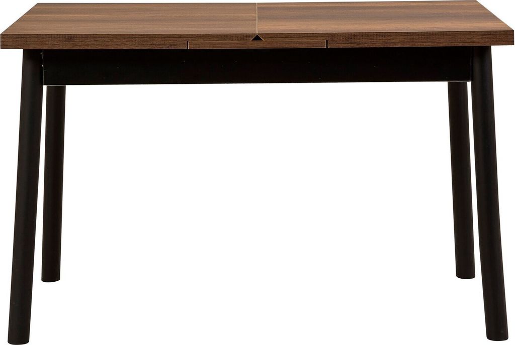 A studio shot of a dining table against a white background.