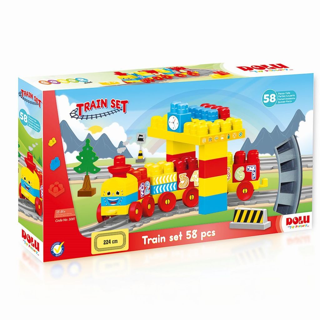 Bauset mit Eisenbahn - 58 Teile Produktbild 