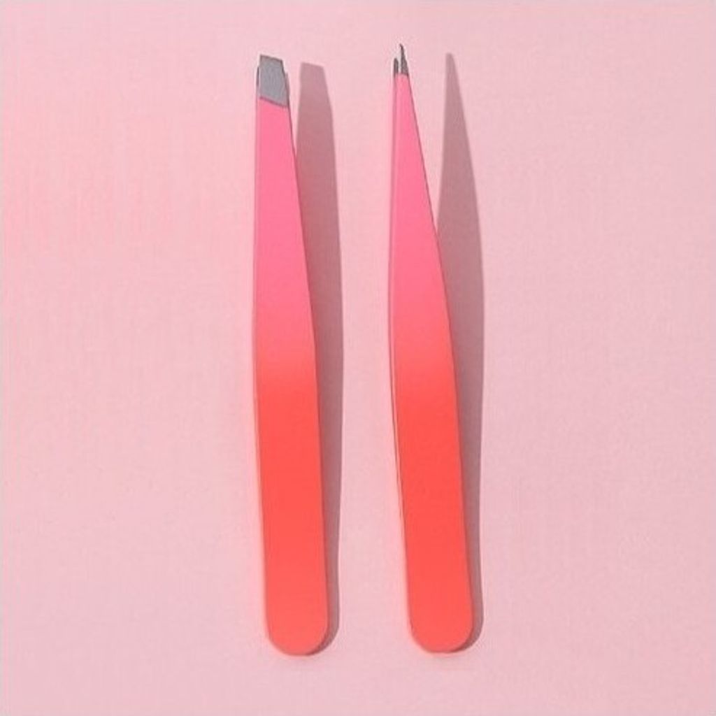 ECARLA 2er Set Kosmetikpinzette zur Augenbrauenformung 9,5 cm Ombre Coral