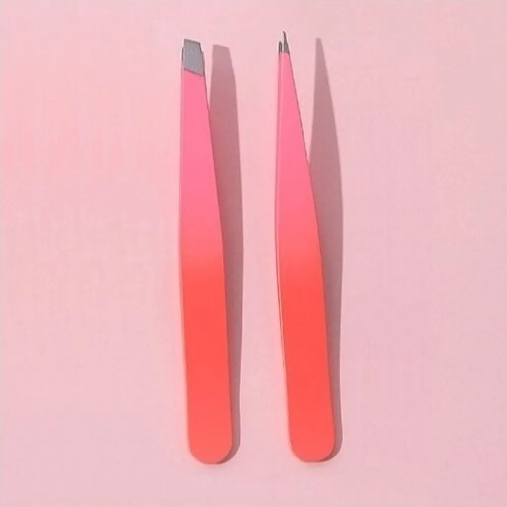 ECARLA Set di 2 pinzette cosmetiche per la regolazione delle sopracciglia 9,5 cm ombre coral