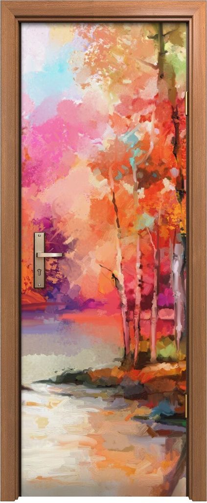 Türposter 70x200 cm Türaufkleber Türtapete Türfolie Klebefolie Landschaft Herbst Wald Wasser