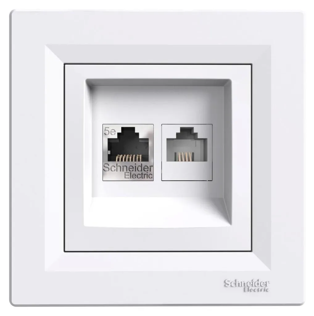 Prise RJ45 et téléphone Schneider Asfora EPH4900121 Cat5e UTP Blanc