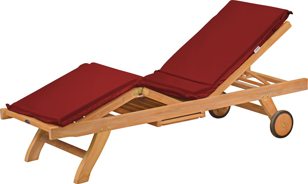 Liegenauflage Auflage Gartenliege rot, Polsterauflage Sonnenliege 3x geknickt waschbares und UV-beständiges Gartenpolster