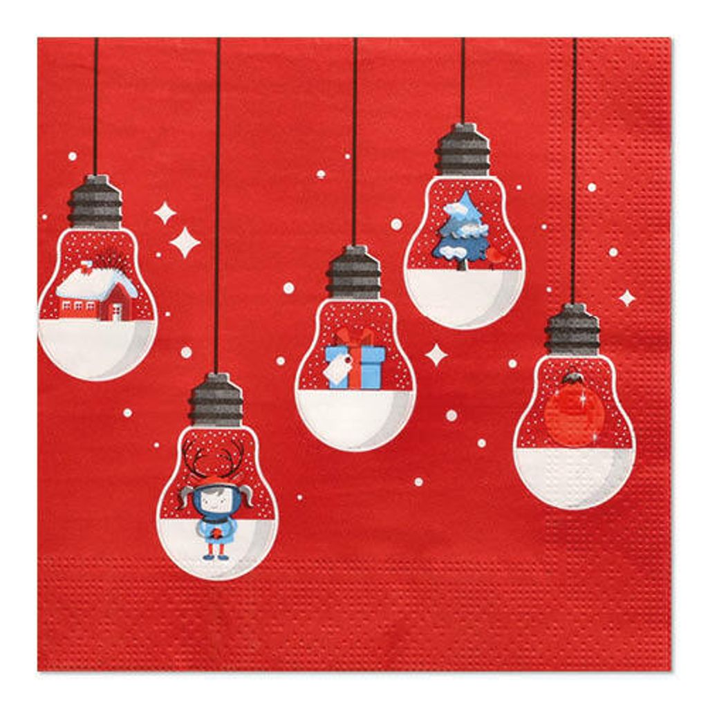 Servietten, 3-lagig 1/4-Falz 33 cm x 33 cm rot "Lighting"