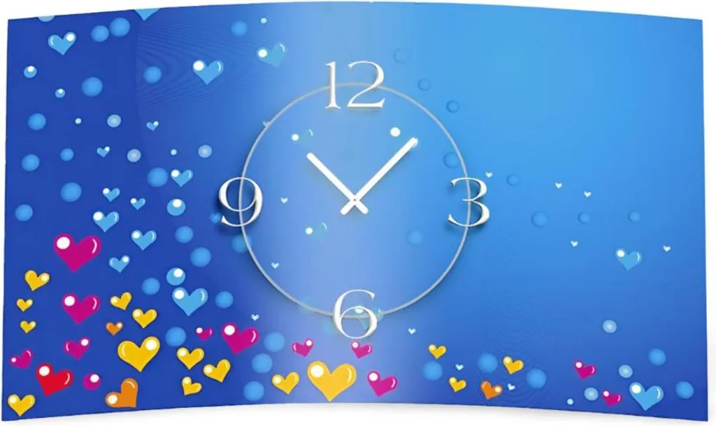 Horloge murale enfant cœurs colorés pour chambre de fille silencieuse
