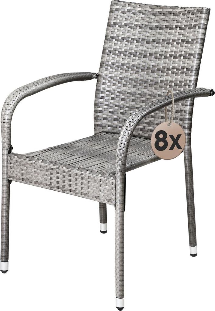 CASARIA® Set 8 Sedie da Giardino in Polyrattan Impilabili Immagine del prodotto 