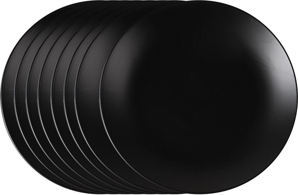 Speiseteller - Ø 27 cm - Schwarz matt - Steingut - 8er Set Produktbild 