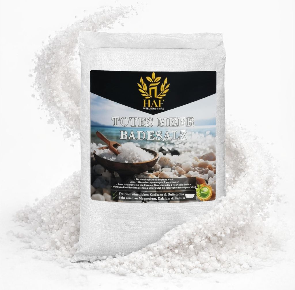 HAF – Totes Meer Badesalz (1 x 25 kg Sack) – Naturreines Meersalz aus Jordanien. Für trockene Haut & Gesicht | Für guten Schlaf & zur Körper...